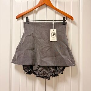 High-Rise Ruffle Bloomers Ultra Mini Skirt Grey
